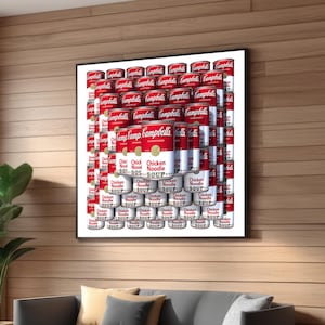 Pop Art Campbell&#39;s Soup Can Stack Print - Warhol-Inspired Artwork - Retro Kitchen Decor - Iconic Modern Art Wall Decor - Vintage Nostalgia