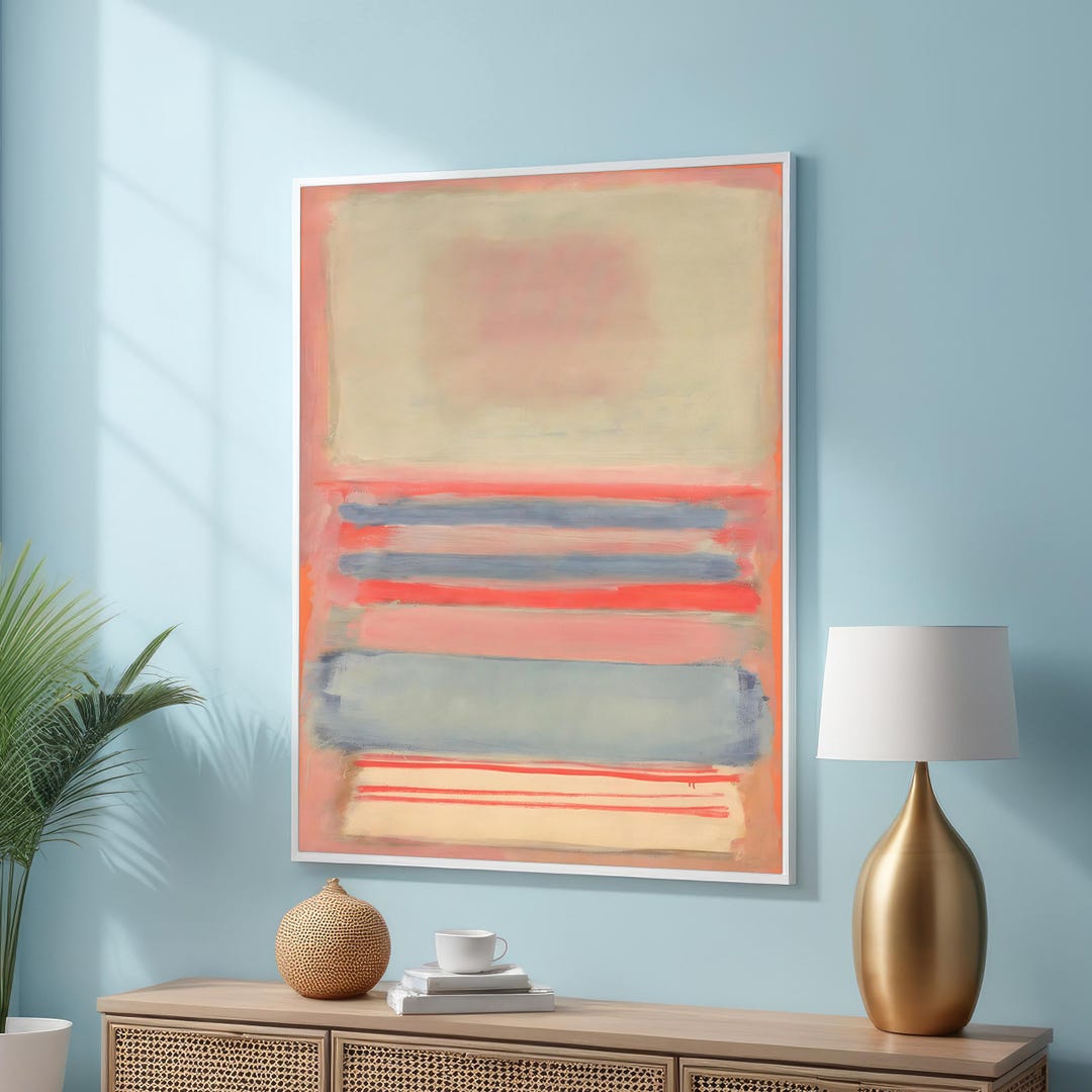 Mark Rothko Pastels Soft Pastel Mark Rothko Canvas Art - Light Blue and Coral Color Bands ...