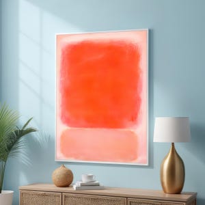 Vibrant Mark Rothko Canvas Wall Art - Pink and Peach Color Block Printing - Modern Minimalist Art - Ready to Hang Wall Art