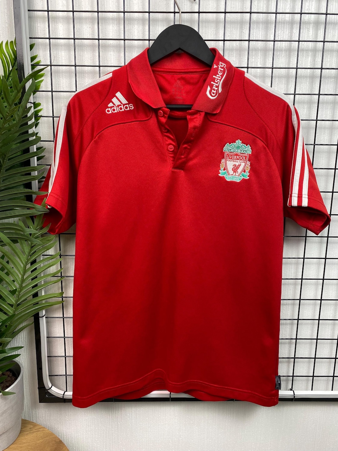 Buy Adidas 2008 Liverpool Red Carlsberg Polo Tshirt Soccer Men M