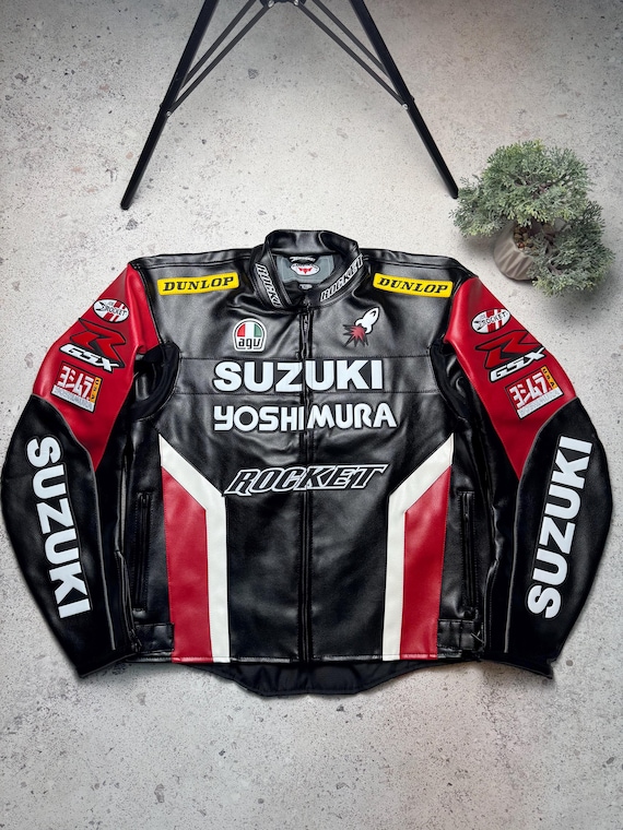 SUZUKI スズキ レーシングジャケット レザージャケット 古着 本革 スズキ バイク用レザージャケット モトレーシングバイカー - Etsy 日本