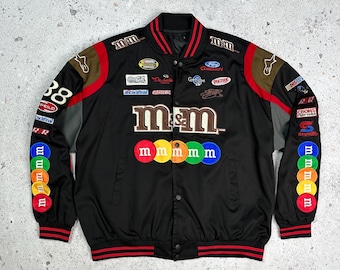 M&M&#39;s Racing Jacket Nascar Y2K F1 Moto Bomber Men Black L