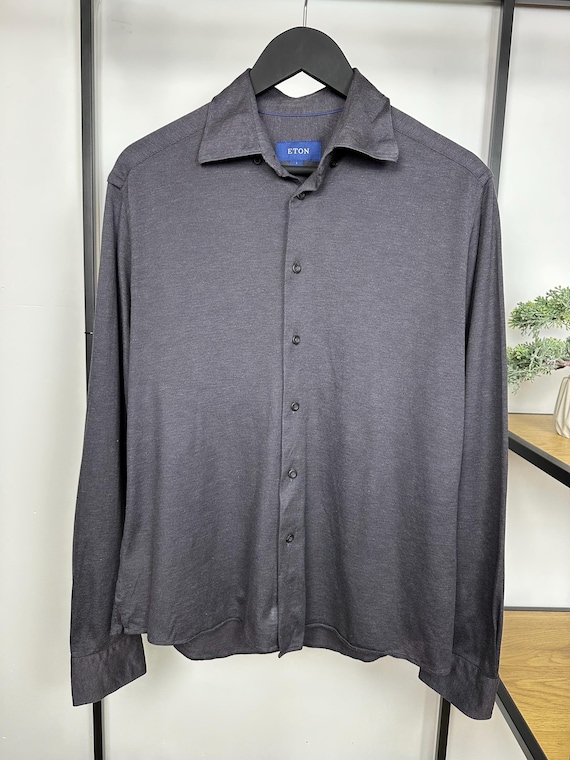 Eton Polo Shirt Buttons up Gray Cotton Luxury Classic Mens L - Etsy