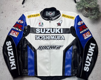 Suzuki Motorcycle Leather Jacket Moto Racing Biker - Etsy