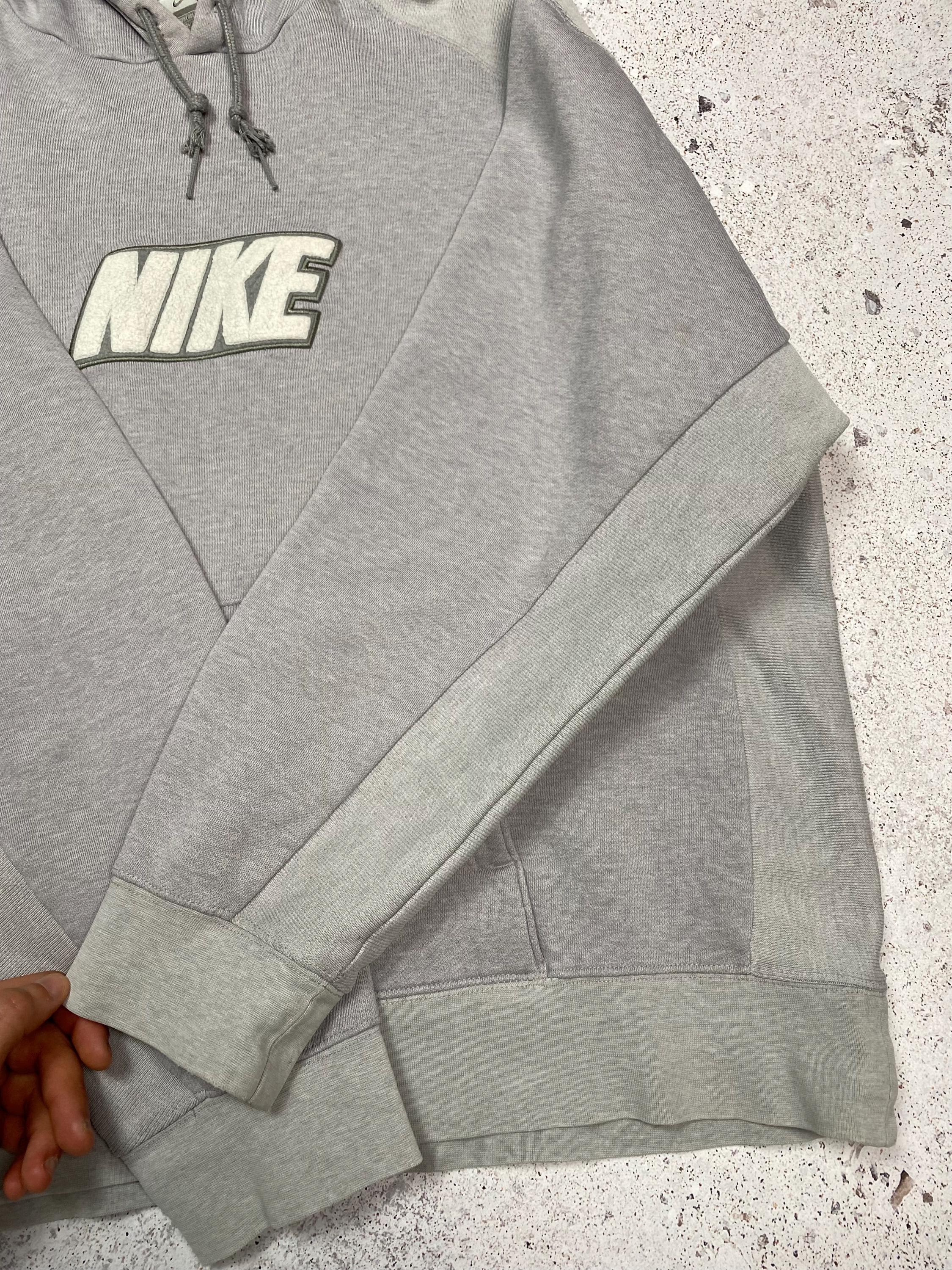Nike Vintage Y2k Hoodie Men Oversized Central Logo XL Gray
