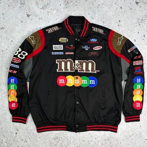 M&M&#39;s Racing Jacket Nascar Y2K F1 Moto Bomber Men black L