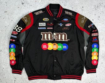 M&M&#39;s Racing Jacket Nascar Y2K F1 Moto Bomber Men black L