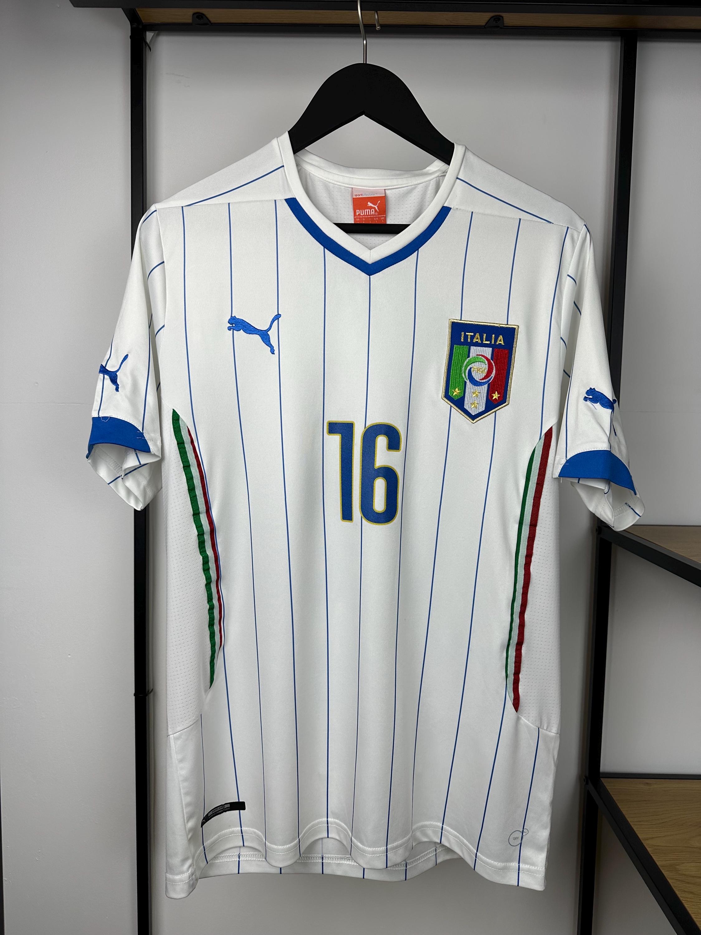 Italy #16 De Rossi 2014-15 Away Football Shirt Jersey Soccer Maglia Kit Puma White