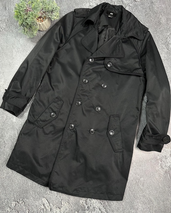 H&M, H&M trench coat jacket Men Black size