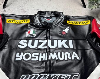 Suzuki バイカーレザージャケット スズキ バイク用レザージャケット モトレーシングバイカー - Etsy 日本
