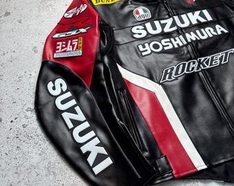 スズキ バイク用レザージャケット モトレーシングバイカー - Etsy 日本