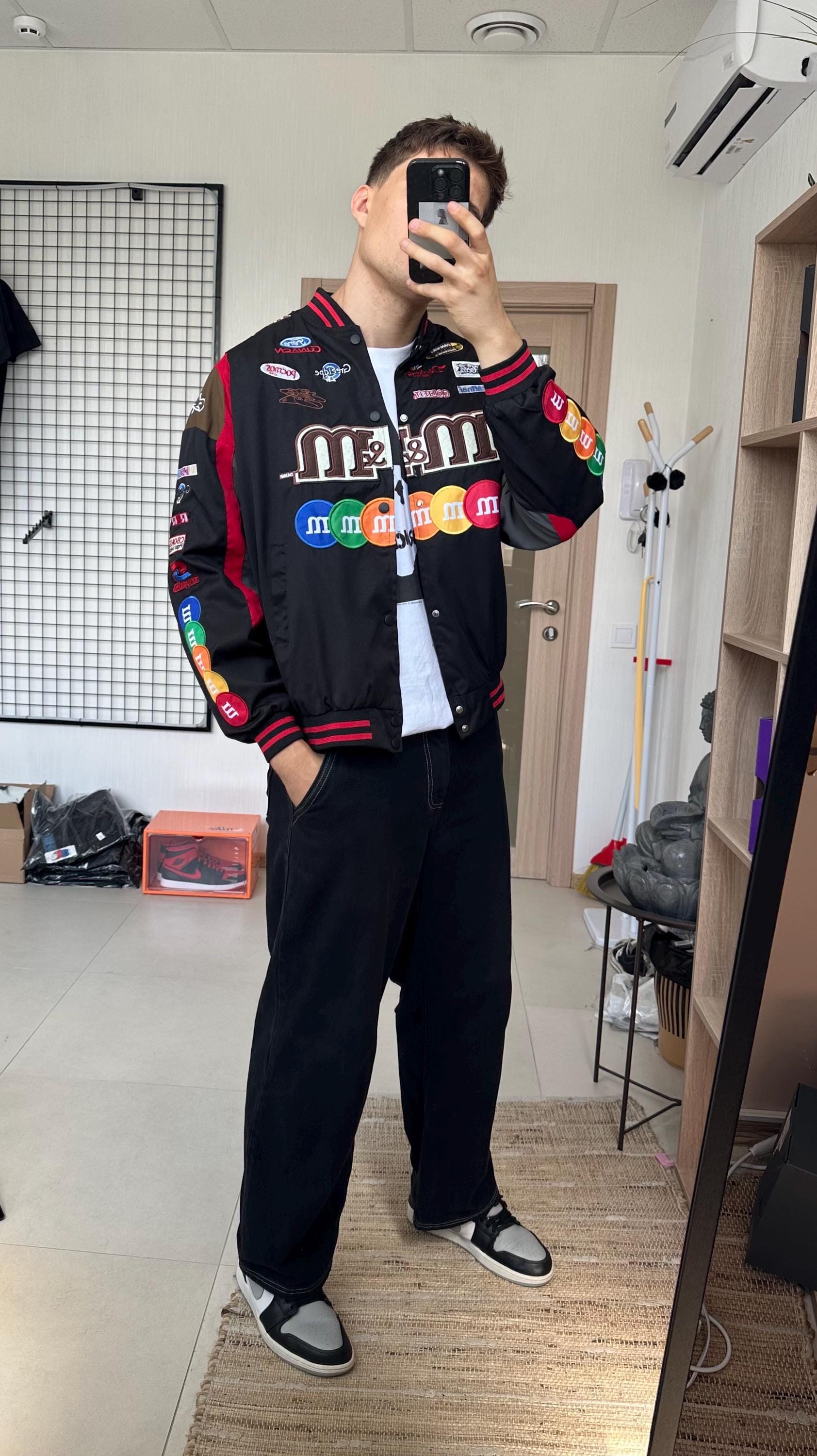 M&m's Racing Jacket Nascar Y2K F1 Moto Bomber Men Black L - Etsy