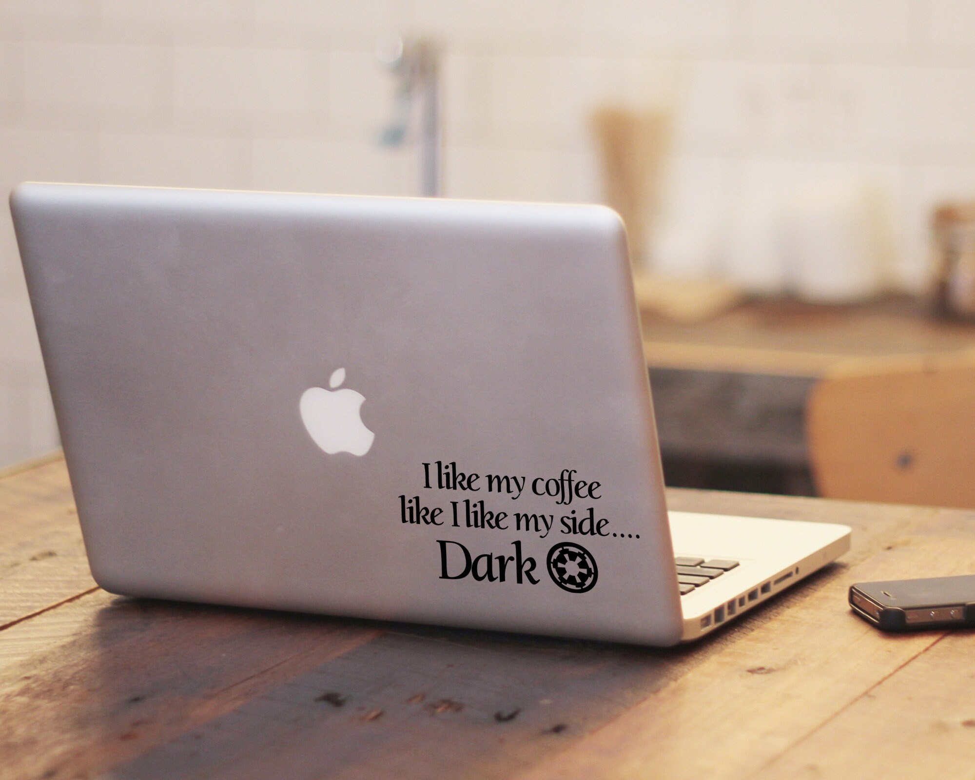Dark Side Coffee Star Wars Inspired Vinyl Laptop Decal, Car Decal