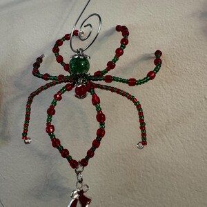 Beaded Christmas spider ornament