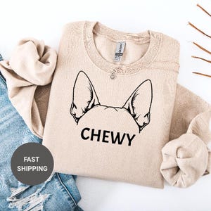 Custom Doberman Dog Ears Sweatshirt, Custom Dog Sweatshirt, Personalized Dog Ear Sweatshirt with Name,  Dog Mom Sweatshirt, Dog Dad Gift,
