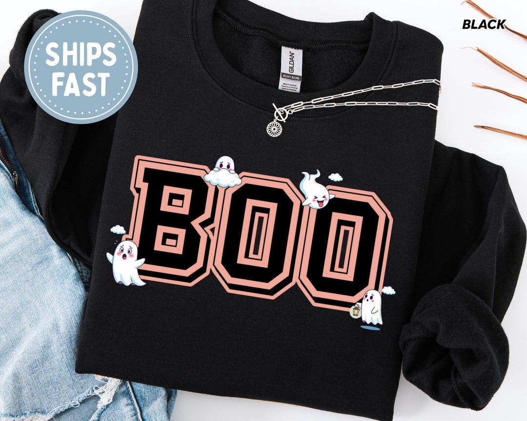 Boo Ghost Sweatshirts, Halloween Boo Shirt, Boo Sweatshirt, Ghost ...