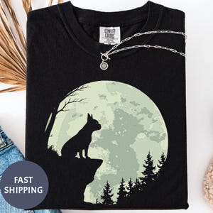 French Bulldog Dog And Moon Shirt, Gift for Dog Lovers, French Bull Dog Comfort Colors Shirt, Funny Dog, Frenchie Lovers, Father&#39;s Day shirt