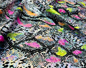 Animal print Metallic Snake I Nylon Spandex 4-Way Full Stretch I Fabric 60&quot; Width sold By the Yard Sewing, Swimsuit, Dancewear, Sportwear