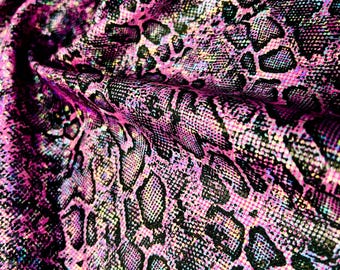 Animal Print Metallic Snake Tornasol I Spandex 4-Way Full Stretch I Fabric 60&quot; Width sold By the Yard Sewing, Dancewear, Activewear