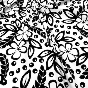 Spandex 4-Way Full Stretch I Black cayennes White background print I Fabric 60" Width sold By the Yard I Swimsuit, Dancewear I