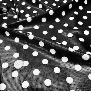 Black & White Polka Dots Metallic print 4-Way Stretch Spandex Fabric 60&quot; Width Sold By the Yard Sewing Swimwear Dancewear Sportwear Dress I