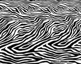 Zebra Animal Print Black & White Spandex 4-Way Stretch I Fabric 60" Width sold By the Yard Sewing, Swimsuit Dancewear Sportwear