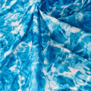 Blue Abstract white Background Print Spandex 4-Way Full Stretch I Fabric 60"Width sold By the Yard Sewing Swimsuit Dancewear Activewear