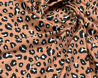 Animal Print Brauner Leopard I Nylon Spandex 4-Wege-Stretch I Stoff 60" Breite verkauft pro Yard Nähen, Badeanzug, Tanzbekleidung, Sportbekleidung I