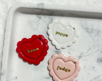 Scalloped heart pet ID tag