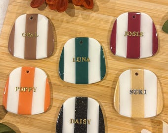 Autumn striped pet ID tag