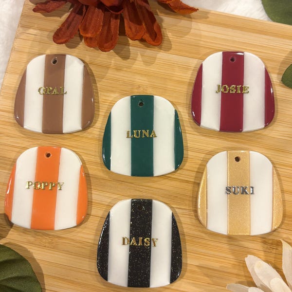 Autumn striped pet ID tag