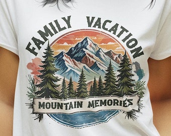 Family Vacation Mountain Memories SVG PNG: Retro Family Camping Reunion Sublimation Design (Instant Download)