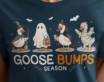 Goose Bumps Season PNG, Funny Halloween Goose Costume Sublimation, Witch Ghost Vampire Mummy Design