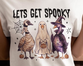 Lets Get Spooky PNG, Funny Halloween Goose Sublimation, Silly Goose Mummy Ghost Witch Design