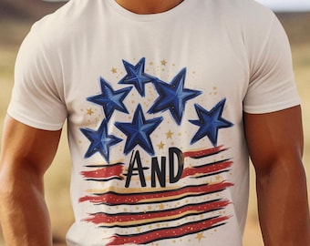 Stars and Stripes PNG: Patriotyczny wzór koszulki z amerykańską flagą w formie sublimacji (pobranie cyfrowe)