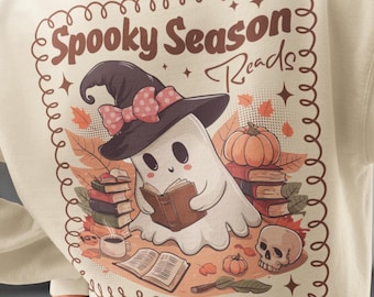 Spooky Season Reads PNG, Ghost Reading Books Sublimation, Bookish Halloween Shirt, Witch Ghost Design