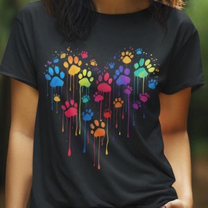 Colorful Dog Paw Heart Shape PNG, Sublimation Design, Dog Paw PNG, Dog Lover Png, Bright Colors Cat Paws Png, Dog Mama PNG, Animal Lover Png