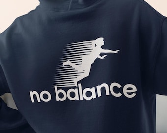 No Balance Falling Figure Graphics PNG, Dynamic T-Shirt Design Art, Bold Minimalist Typography, Instant Download for DIY Tees & Apparel PNG