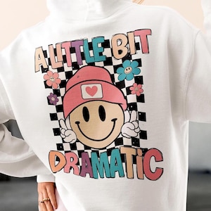 Retro Checkered Girl PNG: A Little Bit Dramatic Trendy Sublimation Design (Digital Download, 300dpi)