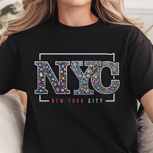 New York PNG, Faux Embroidery Shirt, New York Faux Rhinestone png, Digital Sublimation and DTF, I Love New York City png, NYC Western Shirt