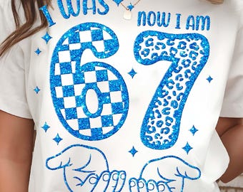 I Was 6 Now I'am 7 PNG, Six Seven Meme Birthday Funny 67 Sublimation