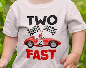 Two Fast Second Birthday PNG: Race Car Boy, Kids Shirt Sublimation Design (Digital Download)