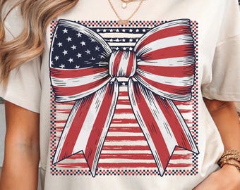American Flag Bow PNG: Patriotic 4th of July Watercolor America Sublimation Design (Digital Download)
