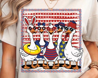 Patriotic Ducks PNG: 4th of July Labor Day Clipart, USA Sublimation Design (Digital Download)