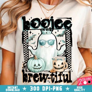 Boujee Ghost PNG Halloween Sublimation, Cute Crown Ghost PNG Digital File, Pumpkin Coffee Ghost T-Shirt Clipart, Boojee Halloween Vibes PNG