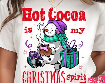 Kerstsneeuwpop warme cacao PNG: sublimatie ontwerpbestand kerstclipart (digitale download)
