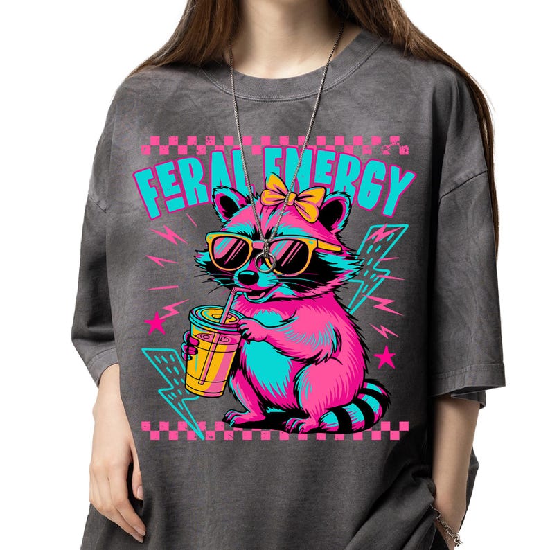 Feral girl summer Png | Summer shirt design | Summer Graphic Png | Shirt sublimation design | Beach shirt Png | Funny raccoon shirt design