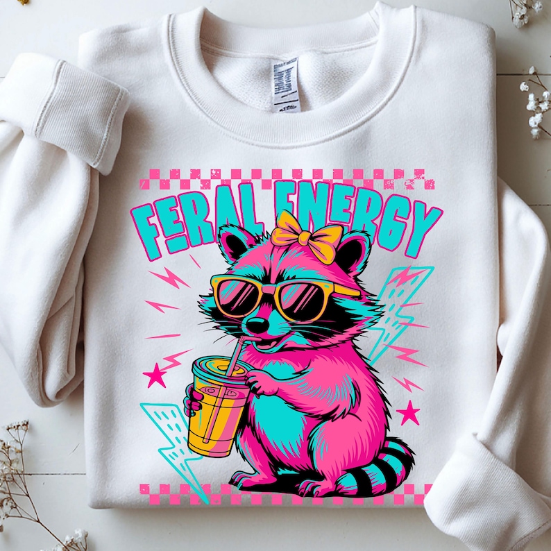 Feral girl summer Png | Summer shirt design | Summer Graphic Png | Shirt sublimation design | Beach shirt Png | Funny raccoon shirt design