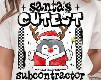 Funny Penguin Reindeer Christmas PNG: wintervakantie clipart sublimatie ontwerpbestand (digitale download)