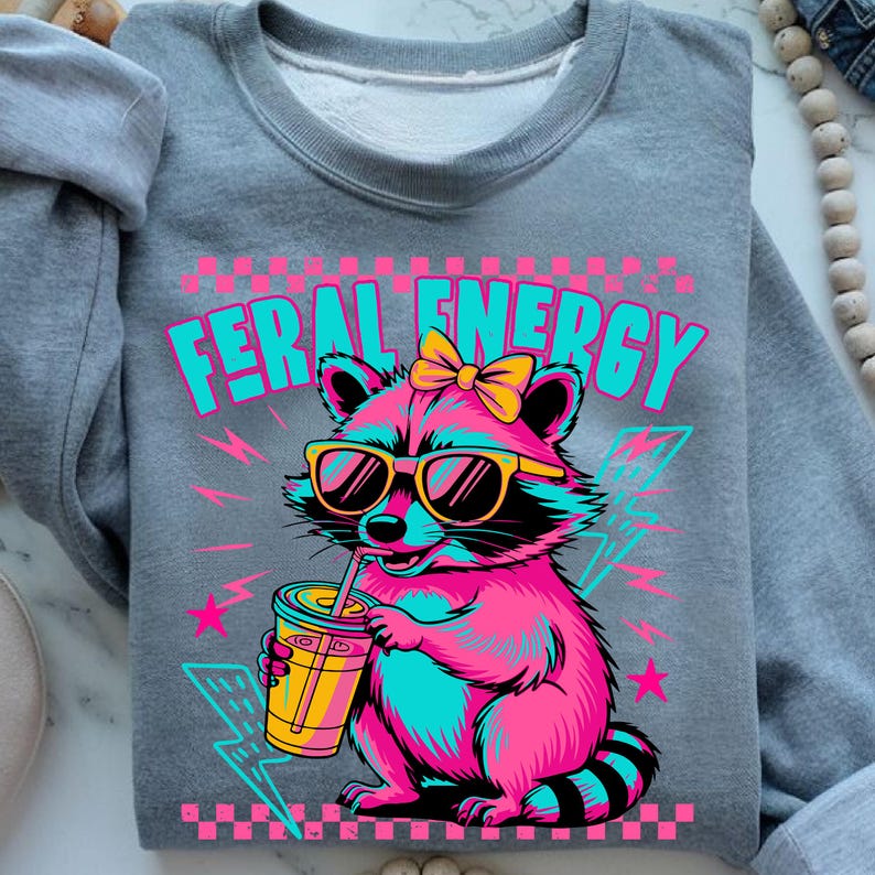 Feral girl summer Png | Summer shirt design | Summer Graphic Png | Shirt sublimation design | Beach shirt Png | Funny raccoon shirt design